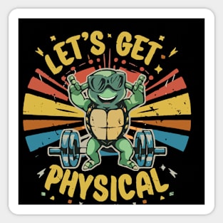 Lets Get Physical Cartoon Turtle Sticker